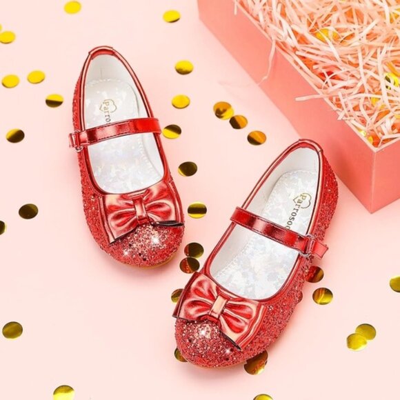 Other - Girls Glitter Dress Shoes Princess For Flower Girls Flats Party Wedding Size 1